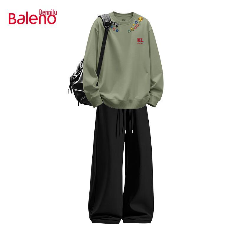 Baleno Men's Oversized Cotton-Blend Crew Neck Sweatshirt and Joggers Set