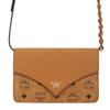 Cognac Visetos Leder Umschlagtasche mit Kette als Crossbody-Tasche mit goldenen Beschlägen für den täglichen Gebrauch
