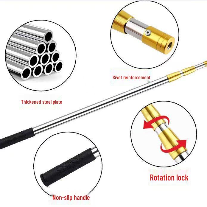 10m Multi-Functional Telescopic Rod & Fishing Net - Super Hard, Thickened Stainless Steel