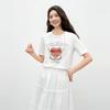 Women's 2026 Spring Round Neck Heart Print T-Shirt