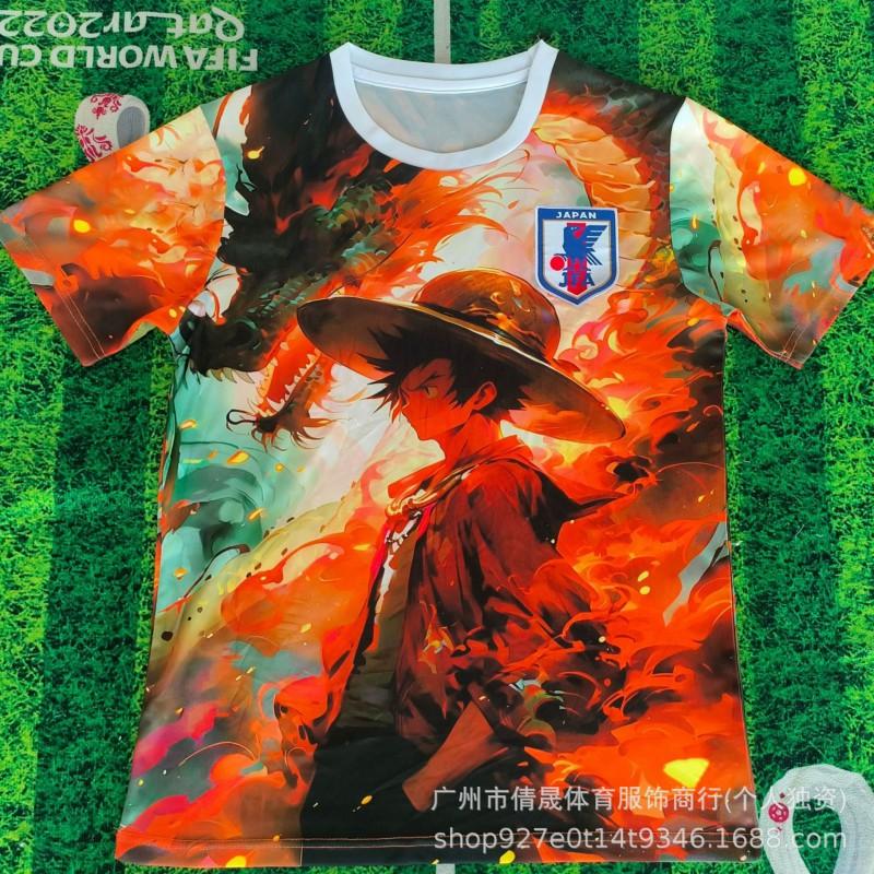 Japan National Team Soccer Jersey Anime Digital Collab Edition Mens Breathable Quick-Dry Short Sleeve Football Shirt
