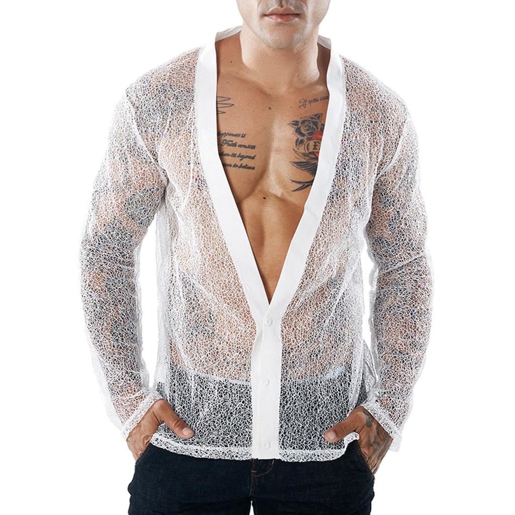 Men Fishnet Shirt Mens Fishnet Top Mesh Transparent  Muscle T-Shirt Net Undershirt Top