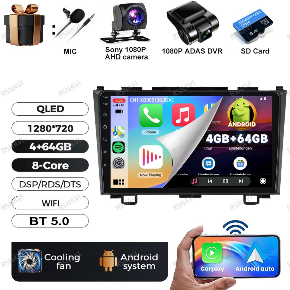 Android 16 Car Radio For Honda CR-V 3 RE CRV 2007-2011 Multimedia Video Player Audio Auto 5G WIFI GPS RDS Navigation Qualcomm BT
