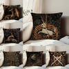 Vintage Medieval Unicorn Art Pillow Case Anti-dustmite Pillowcase Invisible Zipper Silky Short Plush Sofa Cushion Cover
