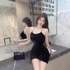Pure desire sexy hollow waist neck dress high sense tight waist sequin dress hip skirt