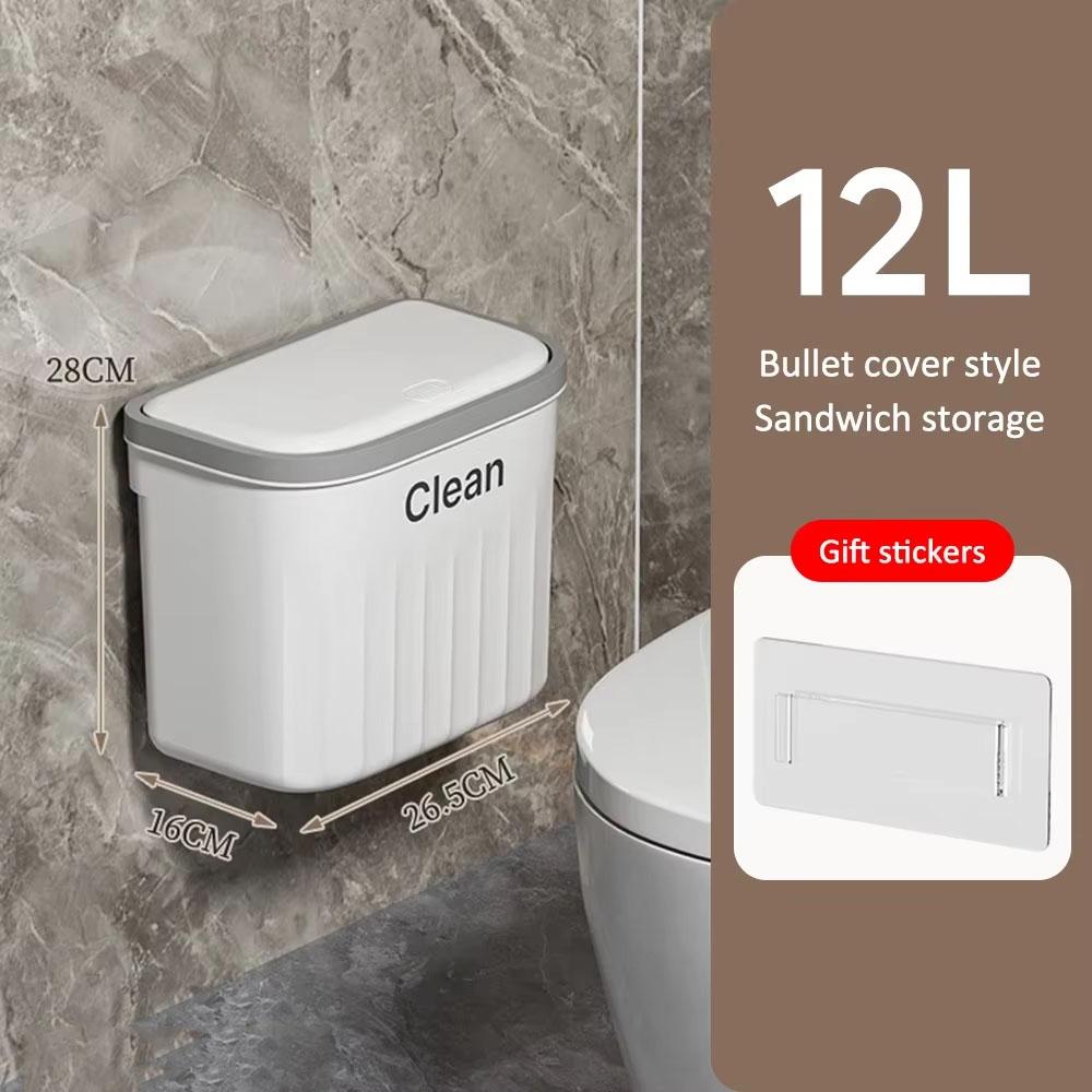 

Wall Mounted Trash Can for Bathroom Toilet Garbage Bucket Bin Hanging Waste Basket