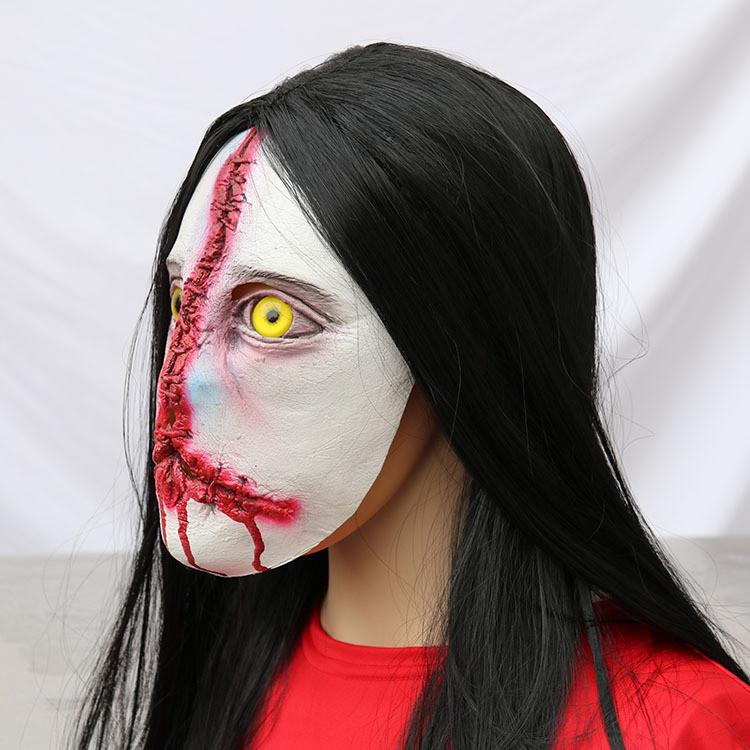Long Ghost Hair Face Cosplay Mask For Halloween Haunted House Escape Games