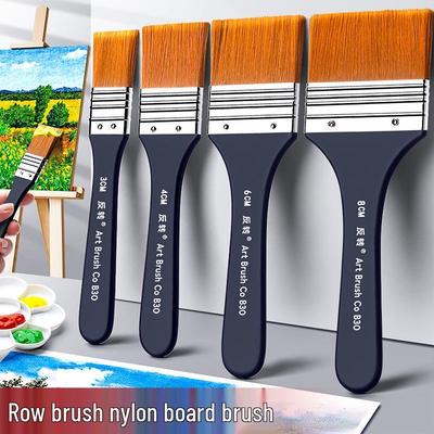 Flat Nylon Paintbrush for Oil, Acrylic, Gouache, Watercolor - Beginner Painting Tool