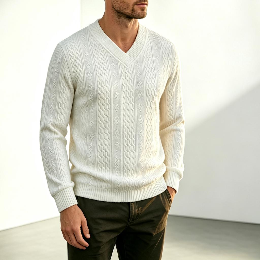 Herren V-Ausschnitt Langarmshirt, Lässiges Oberteil für den Alltag und zum Schichten