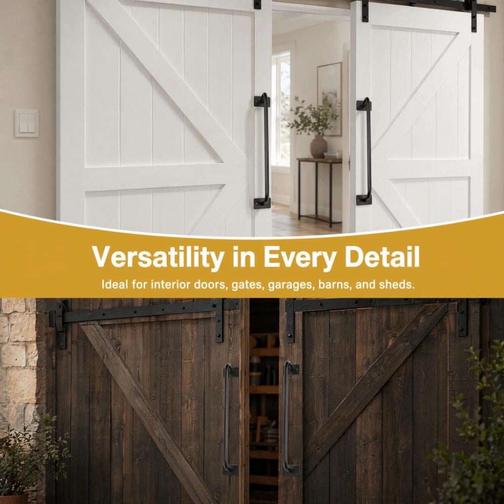 Heavy Carbon Steel Sliding Barn Door Handle Black Reinforced Heavy Duty Door Pull Metal Gate Handle Garages