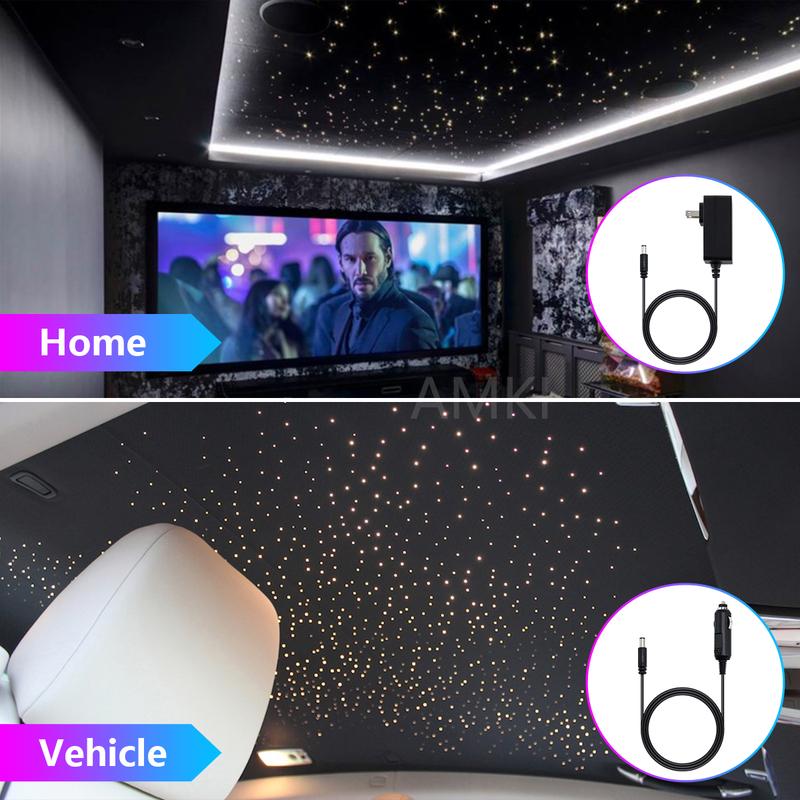 16W Csillogó Csillagos Égbolt Autó Csillag Mennyezeti Lámpa RGBW Száloptikai Fény Okos APP Bluetooth Autótető Csillag Belső Hangulatfény