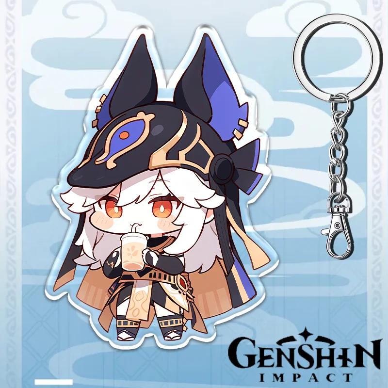 Portachiavi Acrilico Genshin Impact da 12cm Accessori Zaino Studente Hu Tao Yoimiya Zhongli Raiden Shogun Accessori Regali per Feste