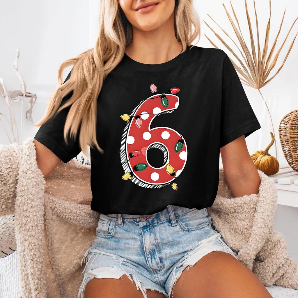 Camiseta de manga corta con cuello redondo y estampado de moda para mujer