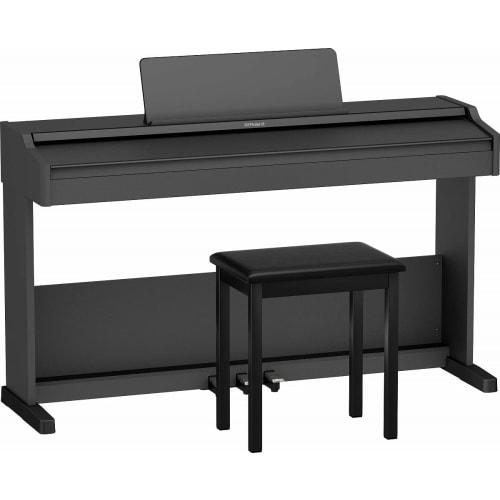 Roland RP107-BK Digital Piano, Entry Level, Beginner, Lesson, Compact, Simple, Black, Bluetooth, Chair and Pedal Included