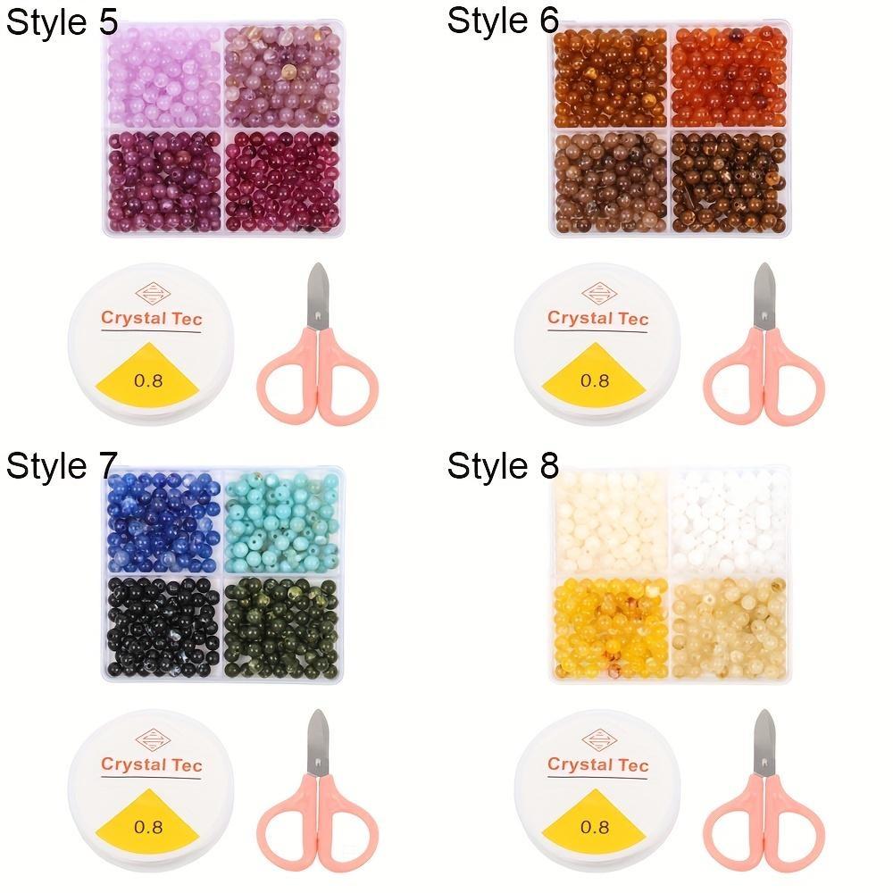 4 Grid Box Mixed Color 6mm 440pcs Acrylic Bead Jewelry Making Kit, Handmade DIY Bracelet Necklace Gift Making