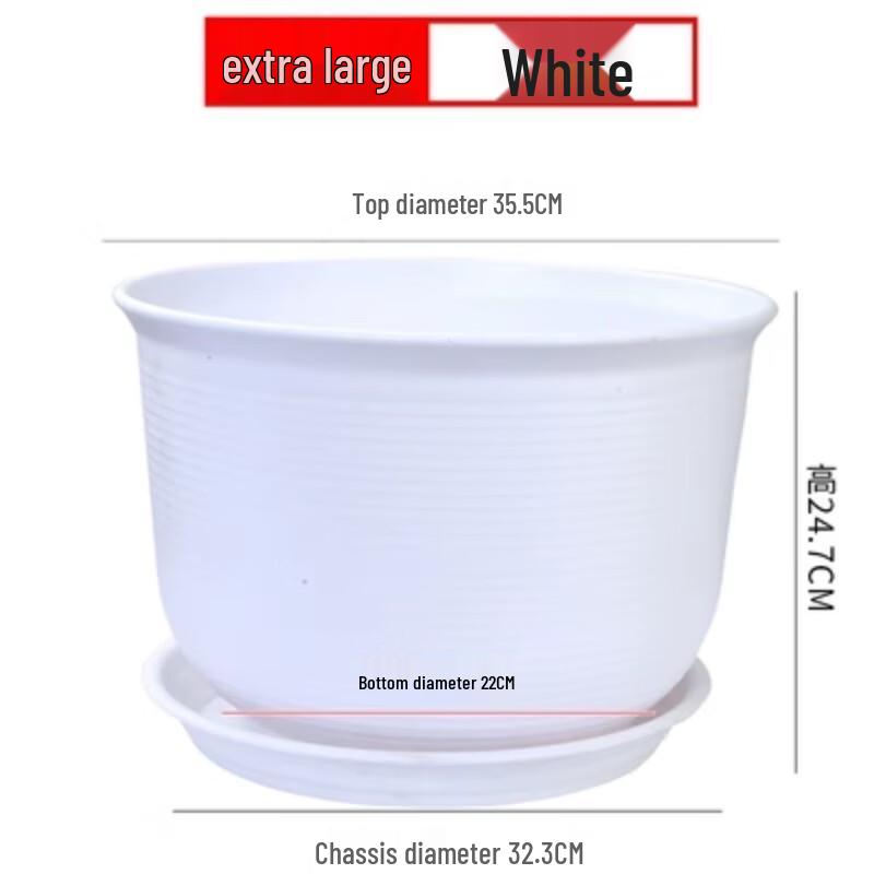 Thickened Imitation Ceramic Round Indoor Plant Pot with Tray