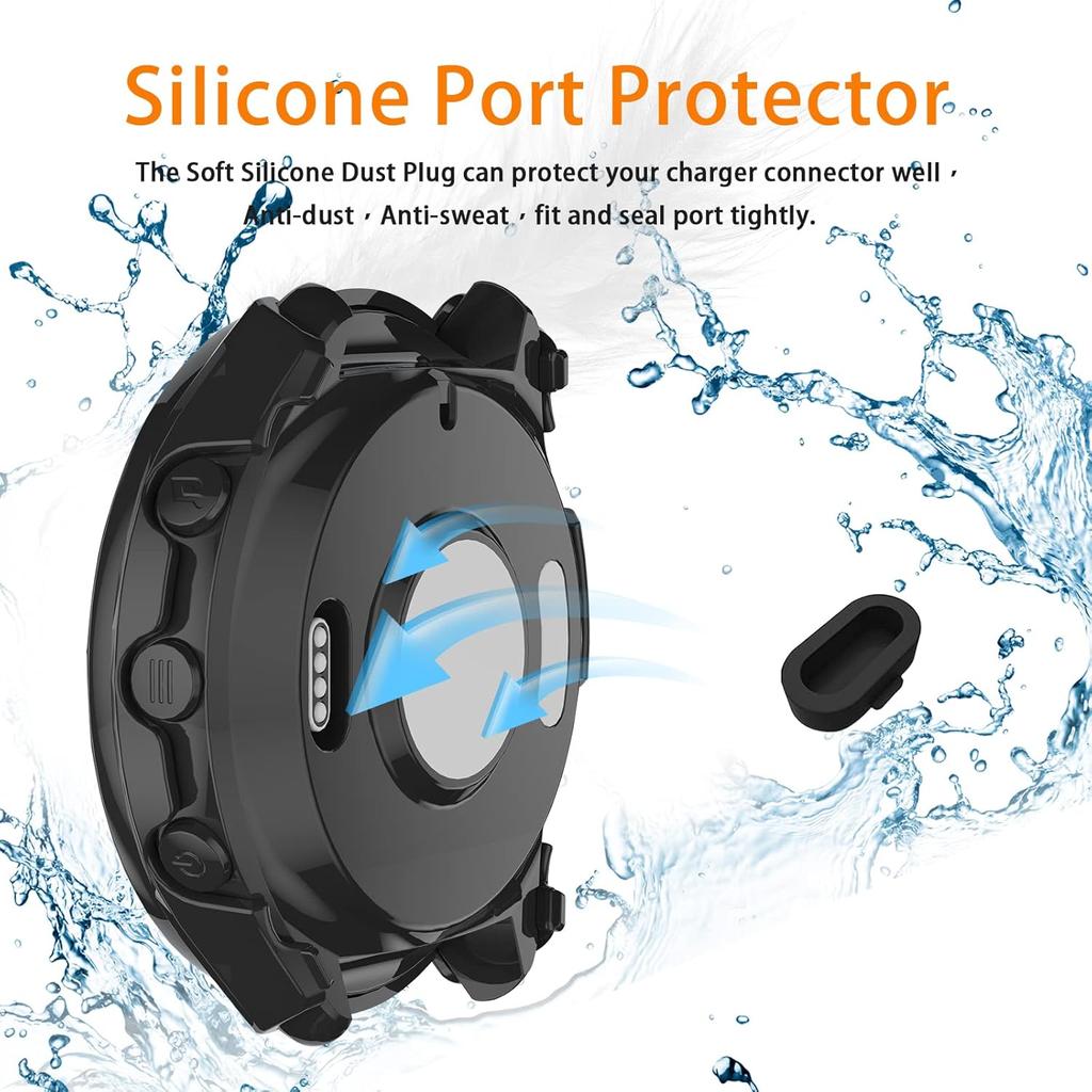 Custodia Protettiva Completa per Smartwatch Garmin Forerunner 965 Guscio 2in1 + Pellicola in Vetro Temperato per Cover Garmin Forerunner 965