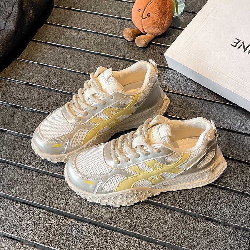 

2025 new summer mesh breathable Forrest Gump casual shoes women s platform German training dad shoes versatile and comfortable running shoes 35 жёлтый