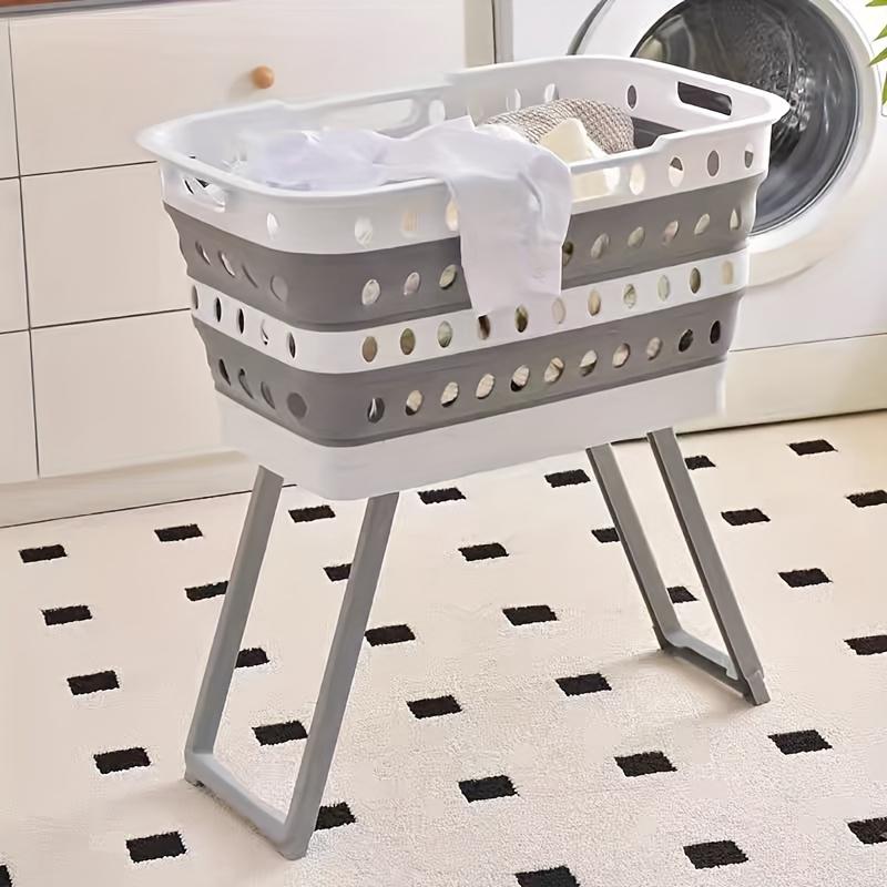 

Foldable Laundry Basket with Standing Legs Collapsible Hamper Storage Basket for Bathroom, Bedroom, Dorm & Laundry Room светло-серый