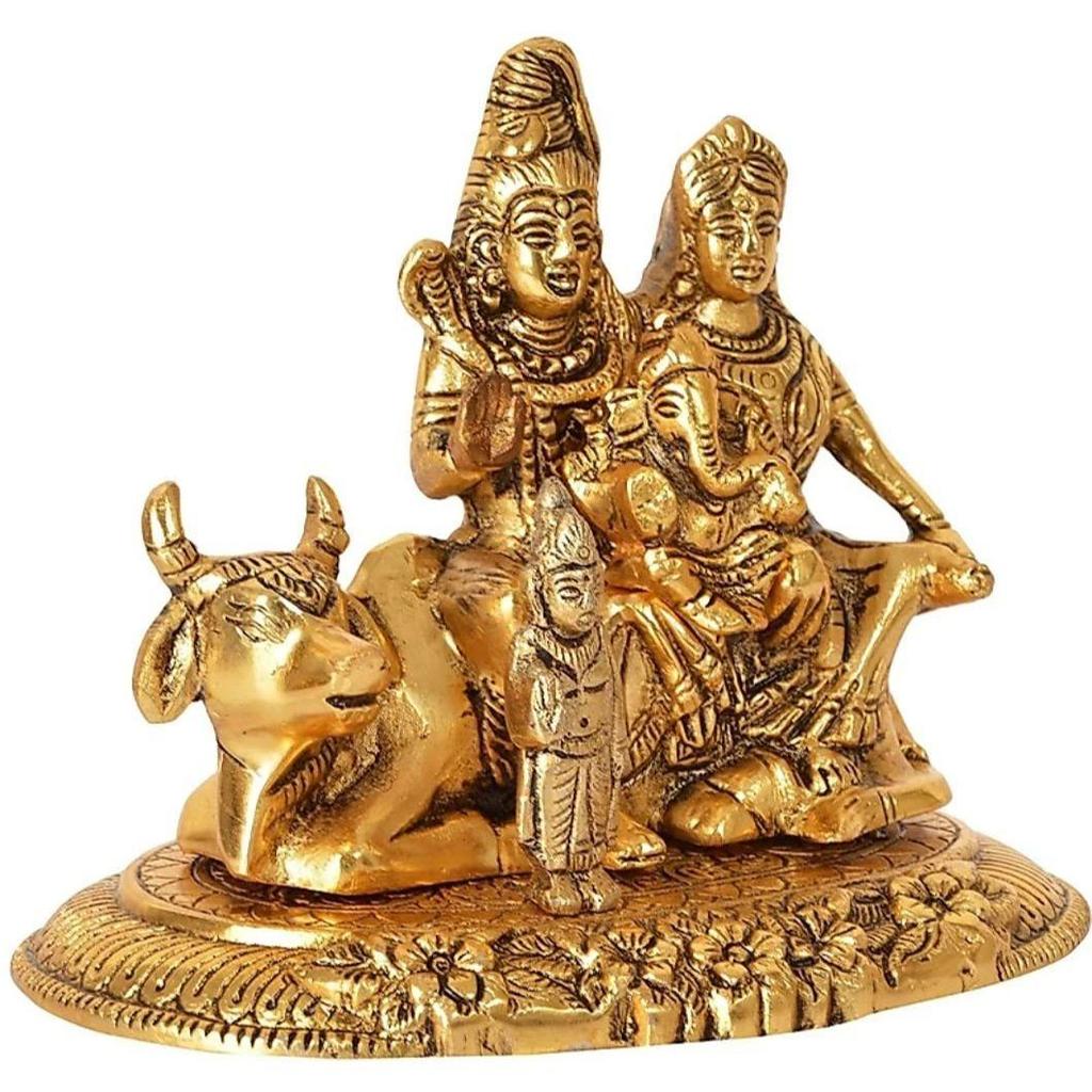 Metal Shiv Parivar Murti Metal Shiva Parvati Ganesh Idol Shiv Parivar Murti Statue Shiva Idols Family Sitting On Nandi Showpiece