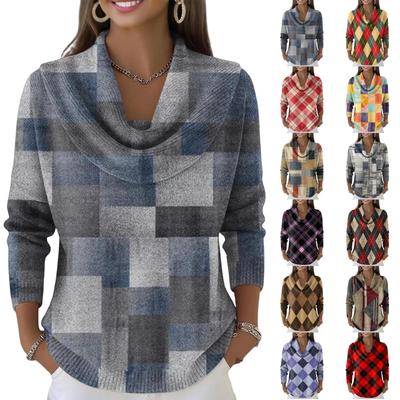 Damski sweter casualowy i modny z okrągłym dekoltem, długim rękawem i nadrukiem