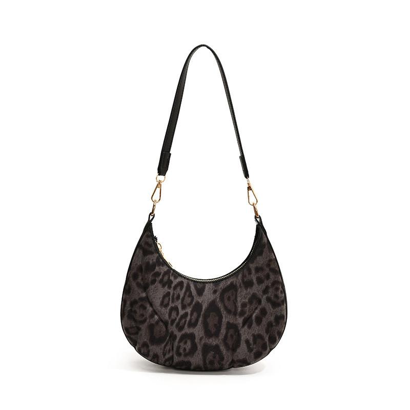 Fashionable Leopard Print Vintage Shoulder Bag In Trendy Black Red Khaki And Brown Colors For Casual Style