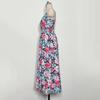 Women's Summer Ethnic Printed Sleeveless High Waist A Line Lace Up Dress