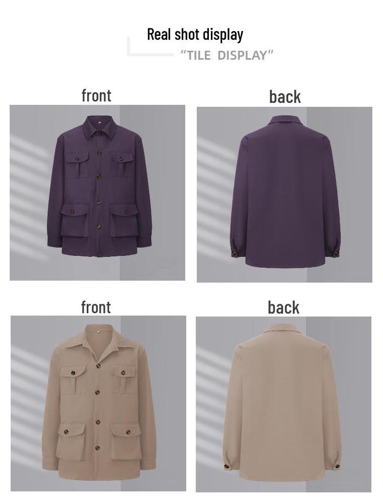 Męska Kurtka Robocza Myśliwska Retro Brytyjska na Wiosnę z Wieloma Kieszeniami