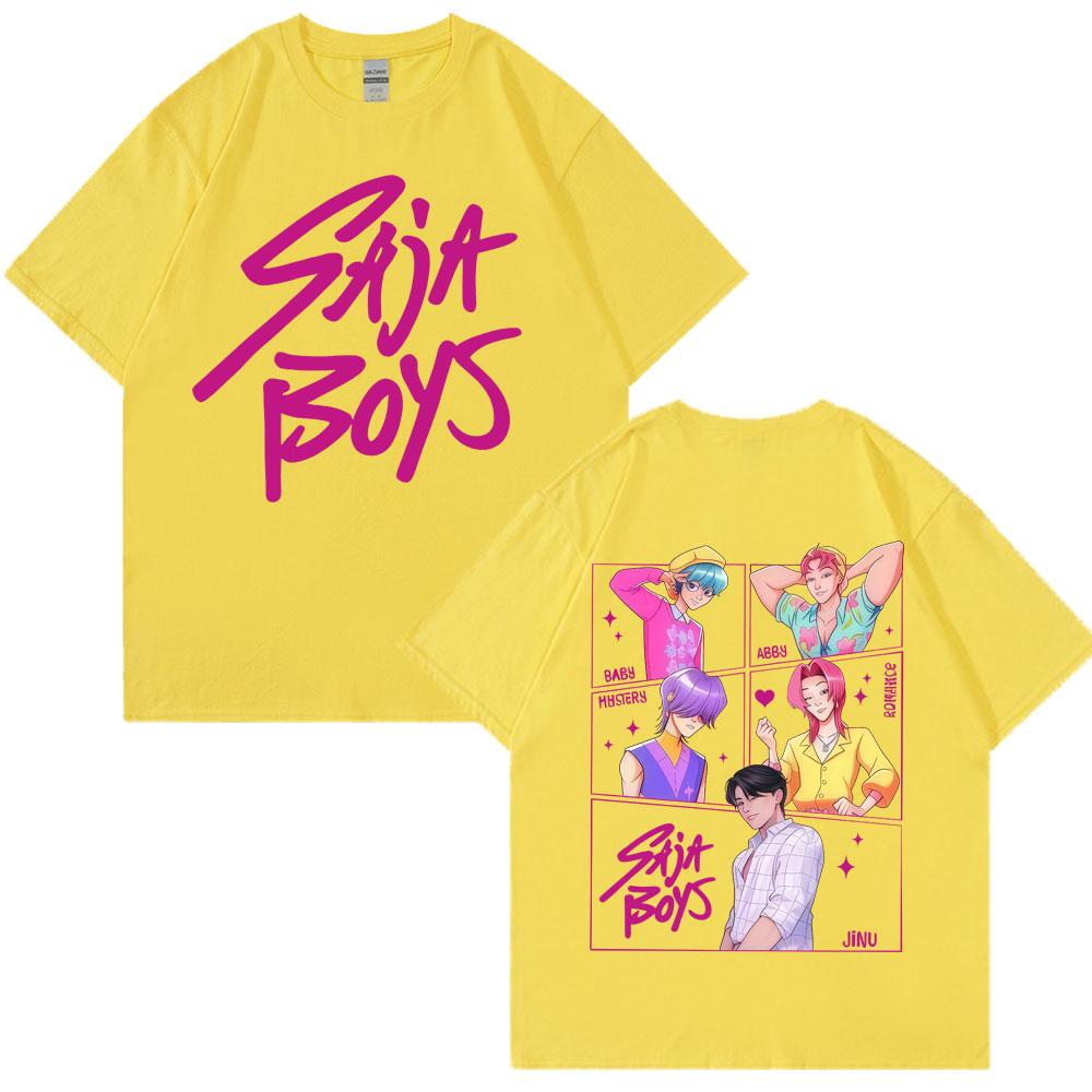 New Movie Anime KPop Demon Hunters Saja Boys Tshirt Men Women Trend Harajuku Cosplay T Shirt Loose Cozy Cotton Casual T Shirts