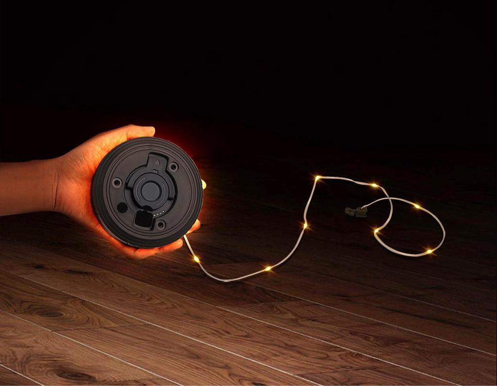 USB Rechargeable LED Camping String Lights with Tent Storage and Tape Measure