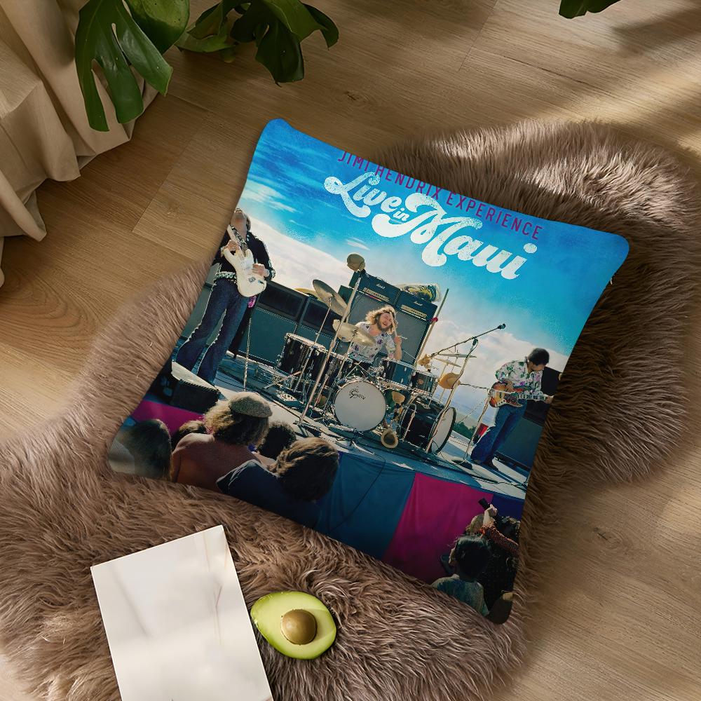 Singer J-Jimi H-Hendrix Cushion Cover Living Room Accent Couch Back Support Square Lounge Restful Nap Companion Pillow Case
