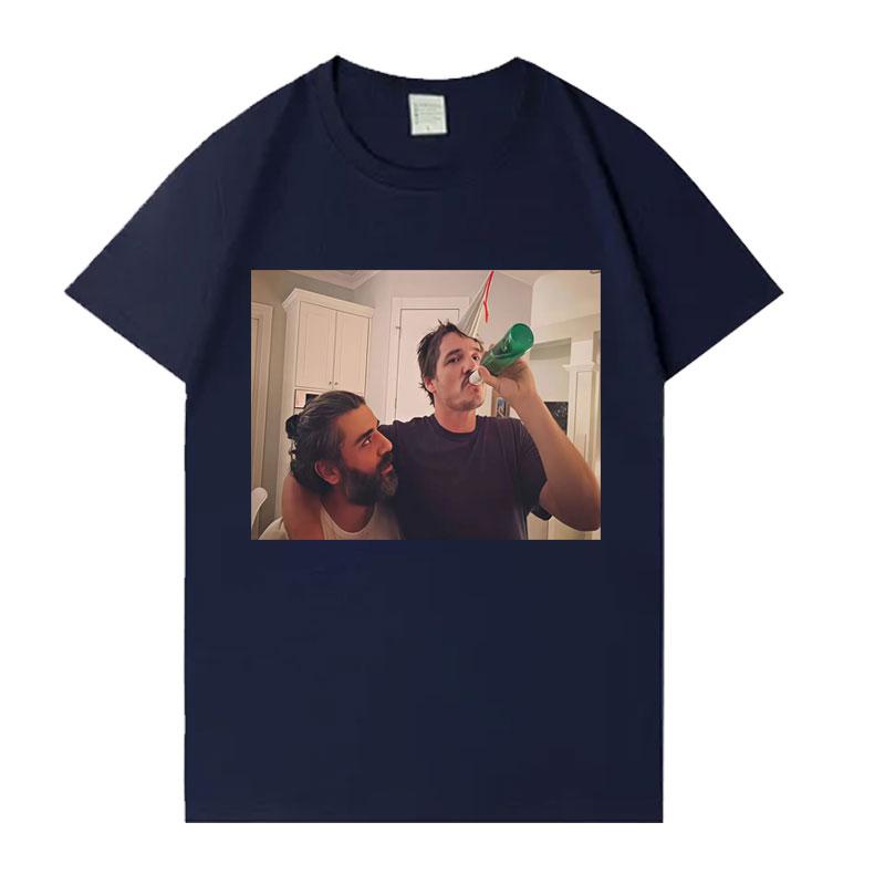 Lustiges Pedro Pascal und sein Freund Lässiges Mode T-Shirt Unisex Rundhals T-Shirts Lockeres Baumwolle Y2K Übergroßes Kurzarm T-Shirt