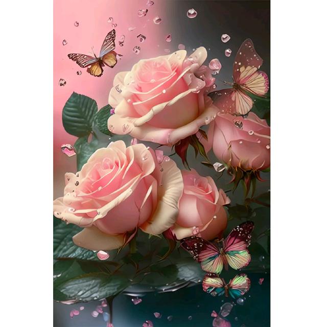 DIY 5D Diamond Painting Blue Rose Butterfly Flower Picture New 2023 Mosaic Art Diamond Embroidery Cross Stitch Kits Crystal Inlay Home Decor U63