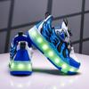 Zapatillas deportivas planas con ruedas para niños, con iluminación LED, tallas 28 a 37