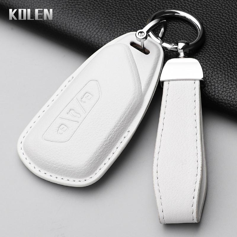 Genuine Leather Auto Key Fob Cover Case Housing Fit For Vw Volkswagen Golf 8 Skoda Octavia A8 Seat Leon Mk4 Protected Remote Key Ring Bag