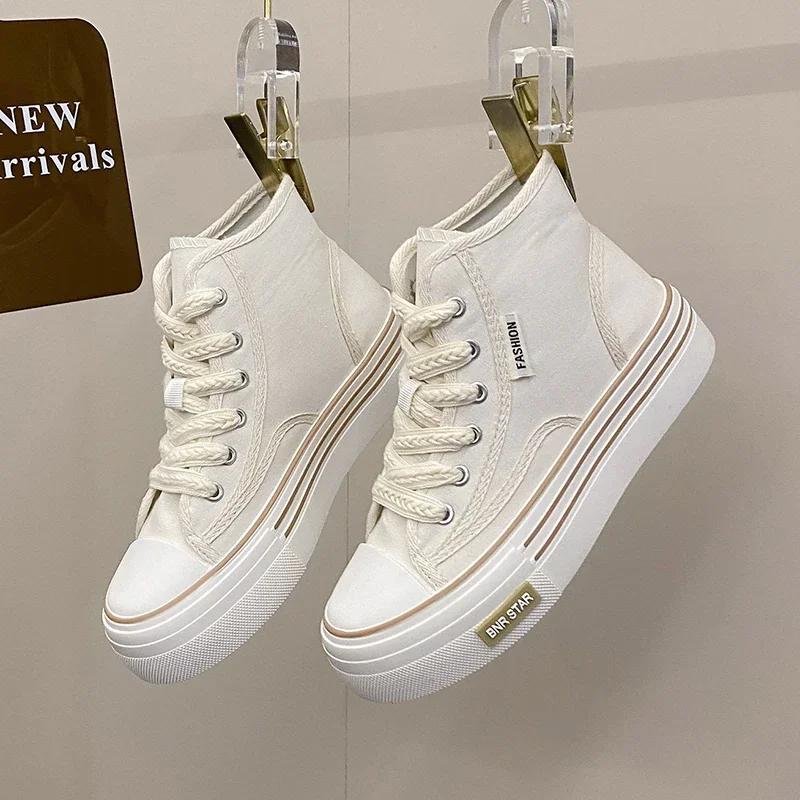 Vrouwen Platform Canvas Schoenen Hoogte Toenemende Chunky Sneakers Voor jeugdige meisjes Outdoor trainers Vrouwelijke Dames Dikke Zool Schoenen