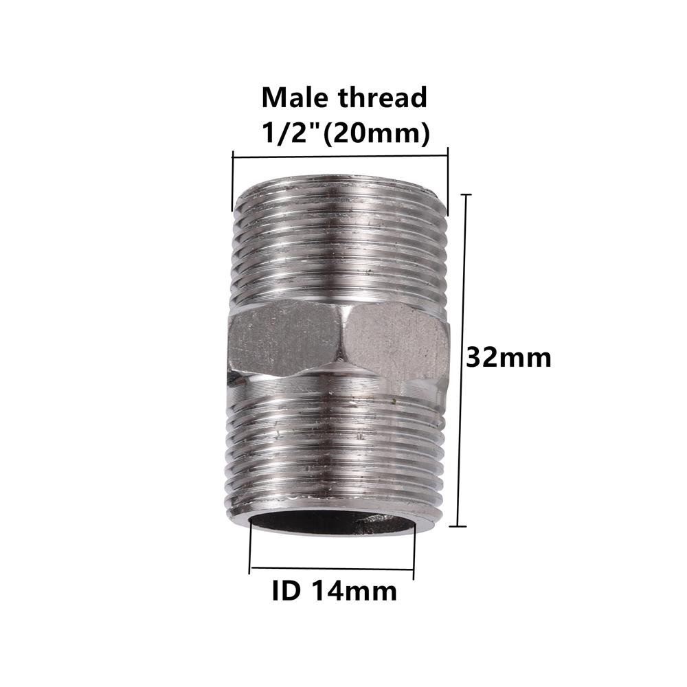 1/2 Inch 3/4 Inch Male Thread Connector 304 Stainless Steel Thread Pipe Repair Coupling Water Tap Adapter Water Pipe Connector