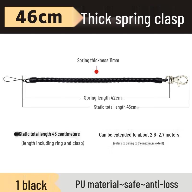 Retractable Spring Lanyard with Buckle 46cm (10-pack)