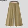 INCERUN Men Zip-up High Waist Double Layers Casual Long Wide Legs Pants Trousers