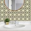 10Pcs Crystal Glossy Ceramic Tile Stickers Moroccan Retro Sunflower Wall Decals Waterproof Peel and Stick Backsplash Wallpaper for Bathroom Kitchen