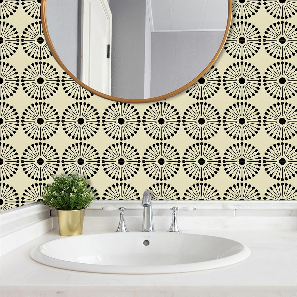 10Pcs Crystal Glossy Ceramic Tile Stickers Moroccan Retro Sunflower Wall Decals Waterproof Peel and Stick Backsplash Wallpaper for Bathroom Kitchen