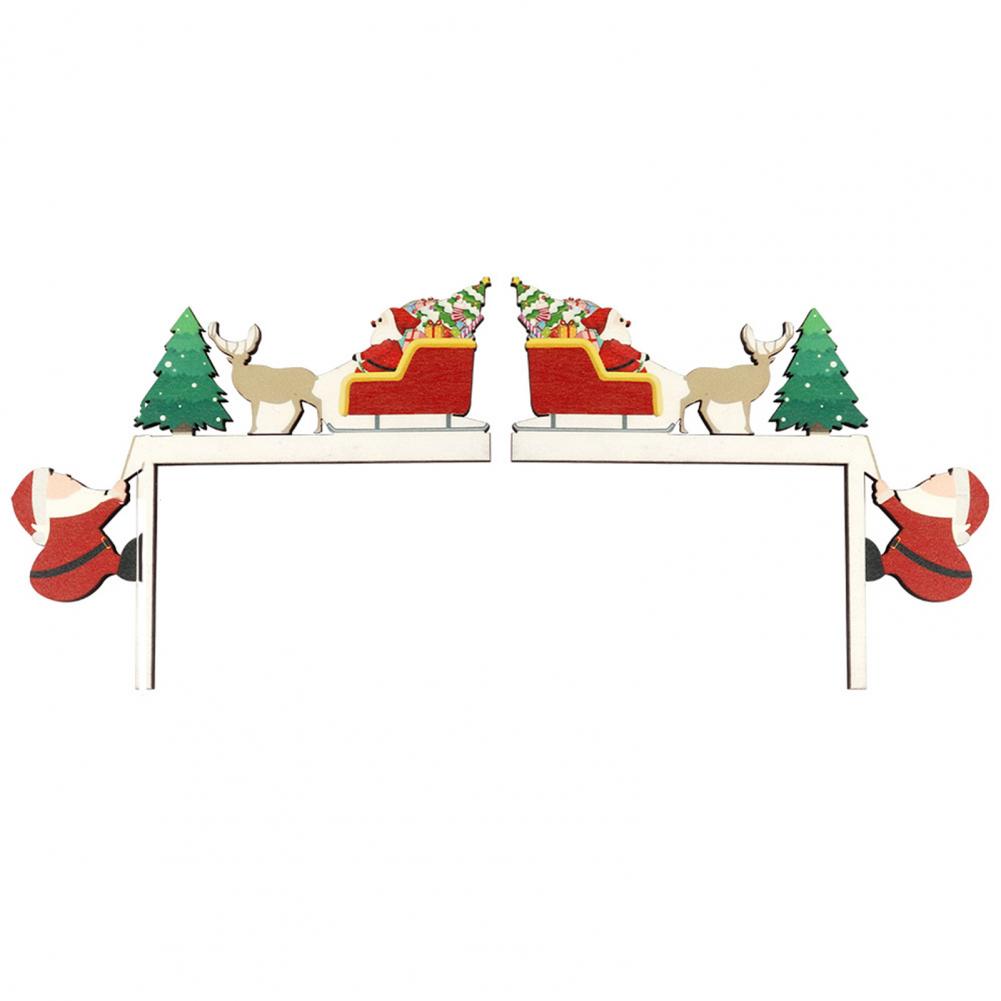 

2Pcs Christmas Wooden Signs Funny Winter Tabletop Decor Elk Christmas Tree Home Table Door Frame Corner Applique Christmas Decor