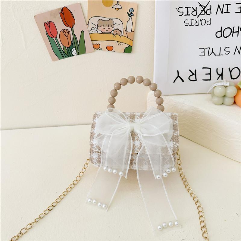 Cute Animal Pattern Cotton Linen Handbag Breathable Kids Crossbody Bag For School Style Three Khaki