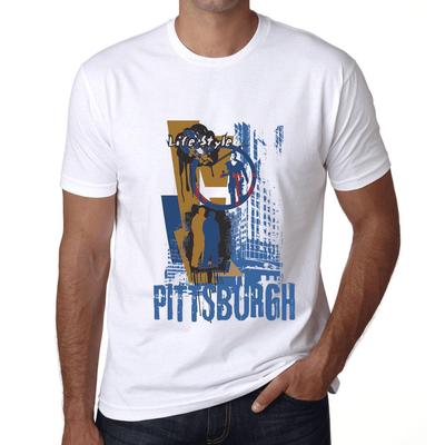 Men’s Vintage Tee Shirt Graphic T Shirt Pittsburgh Lifestyle White