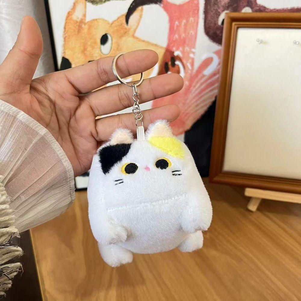 Block Cat Square Cat Plush Keychain Stuffed Animal Kitten Plush Doll Keyring  Girl Toys