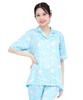 SAZAC Cinnamoroll and Milk Shirt Powder Stretch Short Sleeve and Long Pants Loungewear Pajamas, Fabric, Women's Set, (Sax/L/SAN1951)