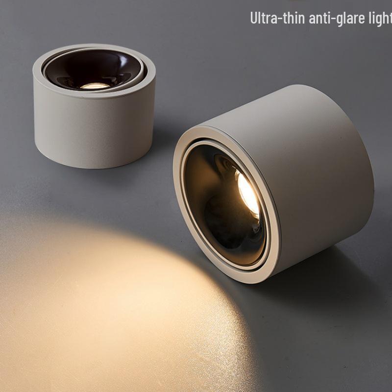 Ultra-Thin Surface Spotlight: Anti-Glare, Angle Adjustable, No Installation Required - Perfect for Hallways, Corridors, and Entrances.