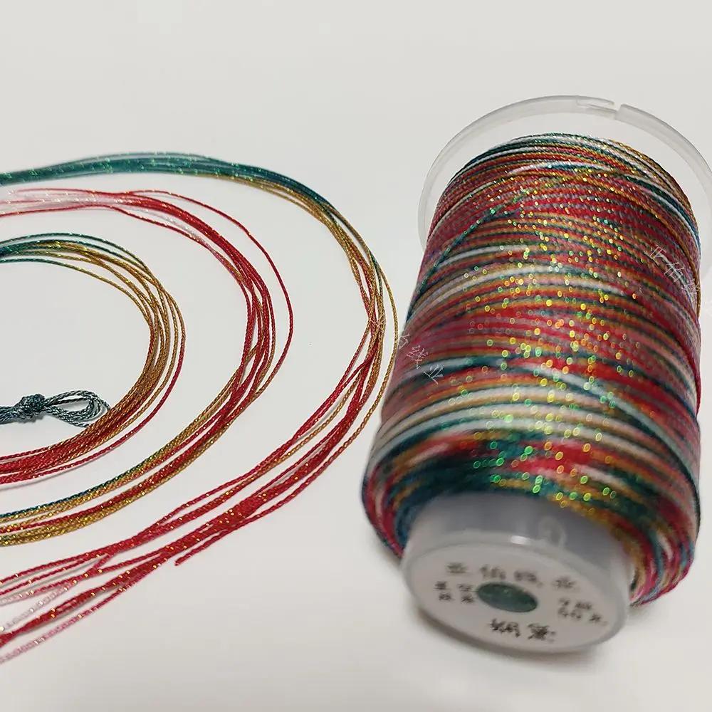 180 Meter/0,6 mm Regenbogenfarbenes Nähgarn, Farbverlauf Baumwollfaden für Armband, geflochtener Faden, Schmuckherstellung, Handarbeit