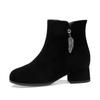 Autumn Winter Black Booties Elegant with Medium Heels Round Toe Female Short Shoes Designer Luxury New In Women's Ankle Boots