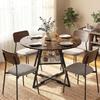Round Dining Table for 4, 100 X 76 Cm, Shelf, Rustic Brown